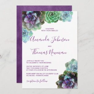 Watercolor Succulents   Wedding Invitation