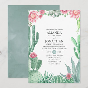 Watercolor Succulents Wedding Invitation