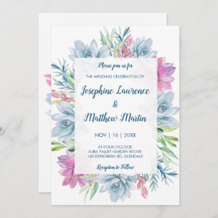 Watercolor Succulents Wedding Invitations