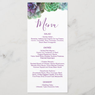 Watercolor Succulents   Wedding Menu