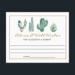 watercolor succulents wedding reception advice<br><div class="desc">trendy and chic Watercolor succulents cactus wedding advice cards for your wedding reception.</div>
