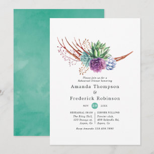 Watercolor Succulents Wedding Rehearsal Dinner Invitation
