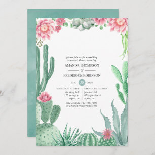 Watercolor Succulents Wedding Rehearsal Dinner Invitation