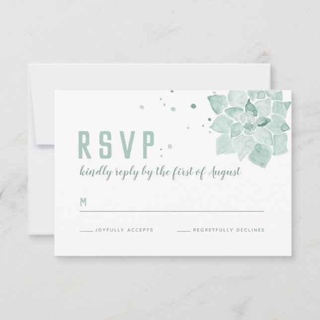 Watercolor Succulents Wedding RSVP Enclosure Card (Front)