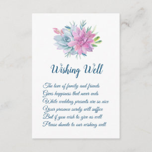 Watercolor Succulents Wedding Wishing Well Cards