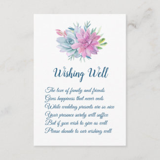 Watercolor Succulents Wedding Wishing Well Cards
