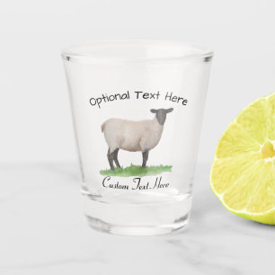 Watercolor Suffolk Sheep Ewe Shot Glass