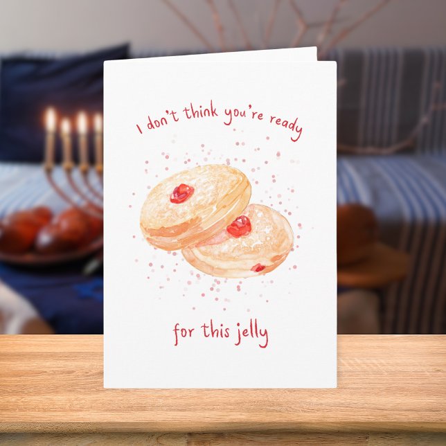 Watercolor Sufganiyot Jelly Doughnut Funny Hanukka Holiday Card (Creator Uploaded)