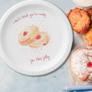 Watercolor Sufganiyot Jelly Doughnut Funny Hanukka Paper Plate