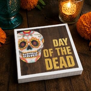Watercolor Sugar Skull Day of the Dead Party Napkin