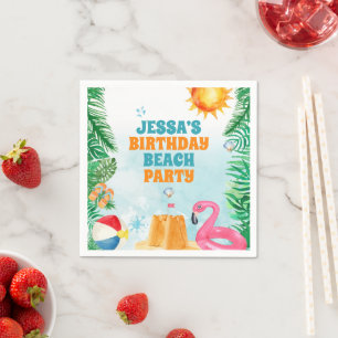 Watercolor Summer Beach Party Napkin
