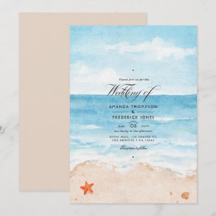 Watercolor Summer Beach Wedding Invitation
