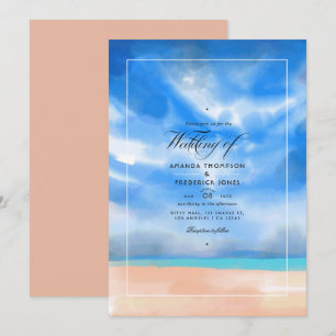 Watercolor Summer Beach Wedding Invitation