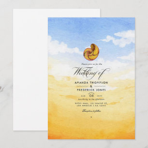 Watercolor Summer Beach Wedding Invitation
