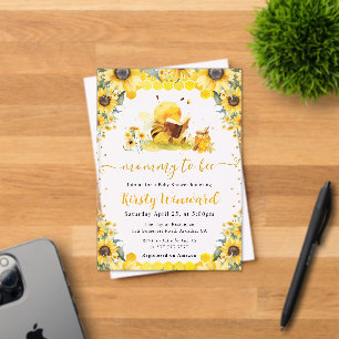 Watercolor Summer Bee and Sunflowers Baby Shower Acrylic Invitations
