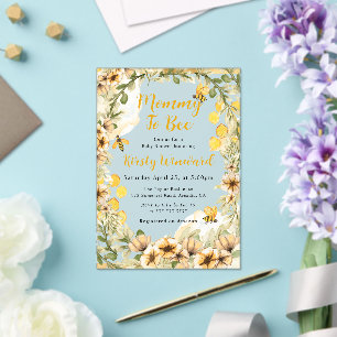 Watercolor Summer Bees and Flowers Baby Shower Acrylic Invitations