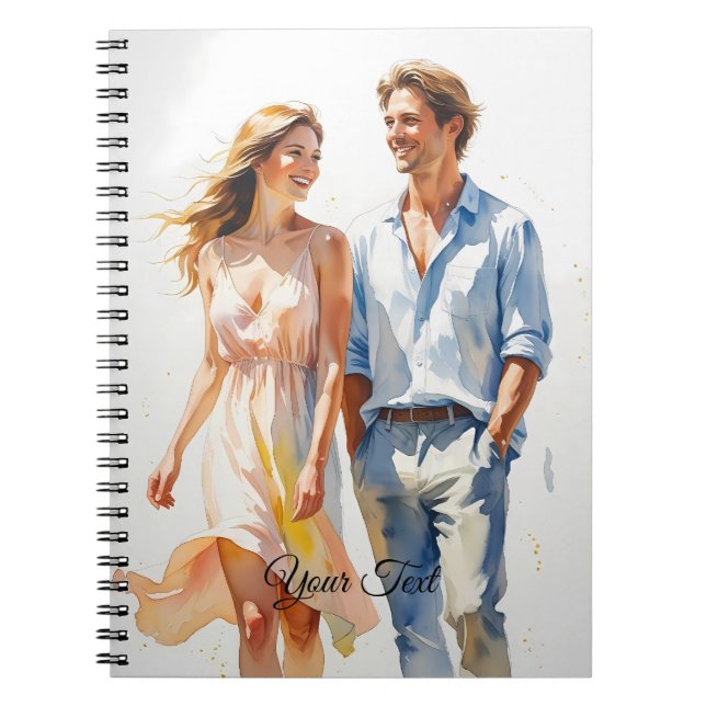Watercolor Summer Couple Painting Notebook (Front)