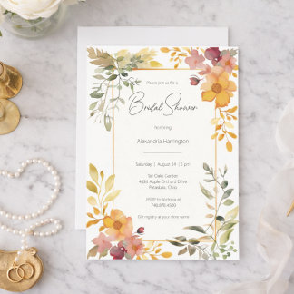Watercolor Summer Floral Bridal Shower  Invitation
