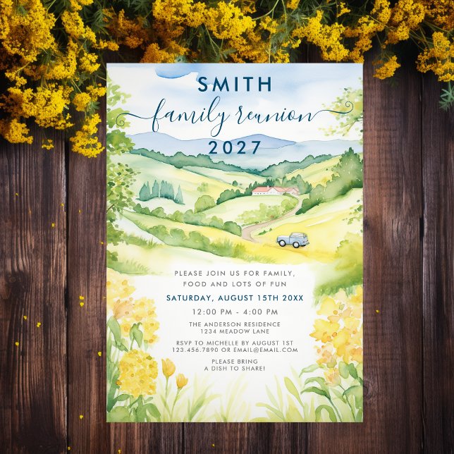 Watercolor Summer Floral Country Family Reunion Invitation (Creator Uploaded)