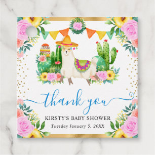 Watercolor Summer Floral Llama Baby Shower Favour Tags