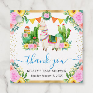 Watercolor Summer Floral Llama Baby Shower Favour Tags