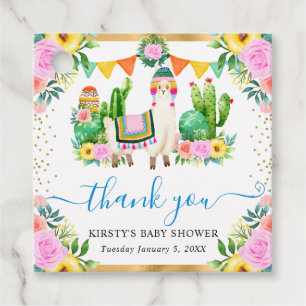 Watercolor Summer Floral Llama Baby Shower Favour Tags
