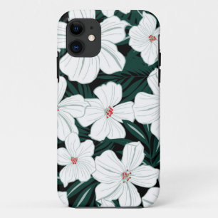 Watercolor summer floral pattern green and white iPhone 11 case