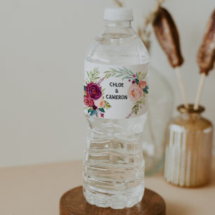 Watercolor Summer Floral Water Bottle Label