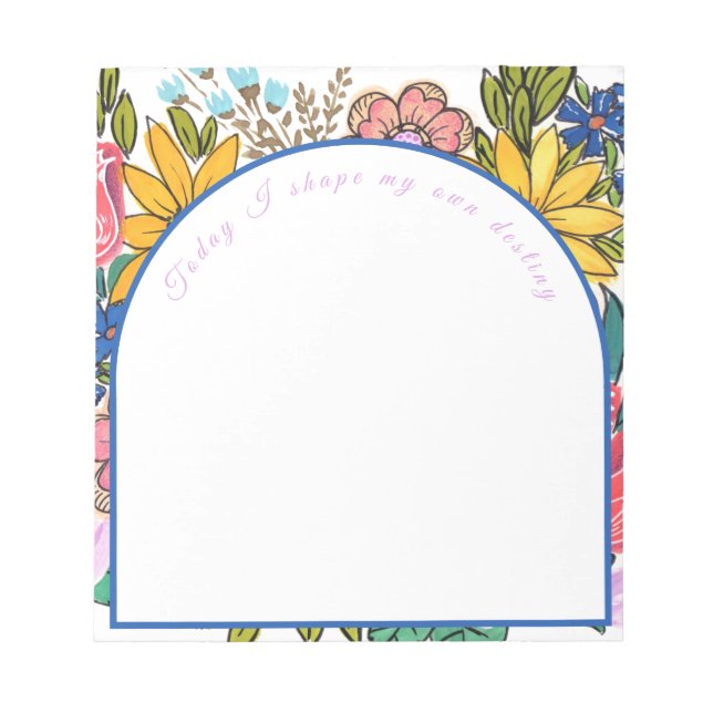 Watercolor Summer Florals Personalised Notepad (Front)