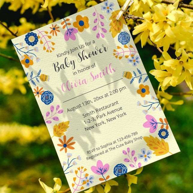 Watercolor Summer Flowers Baby Shower Invitation (Creator Uploaded)