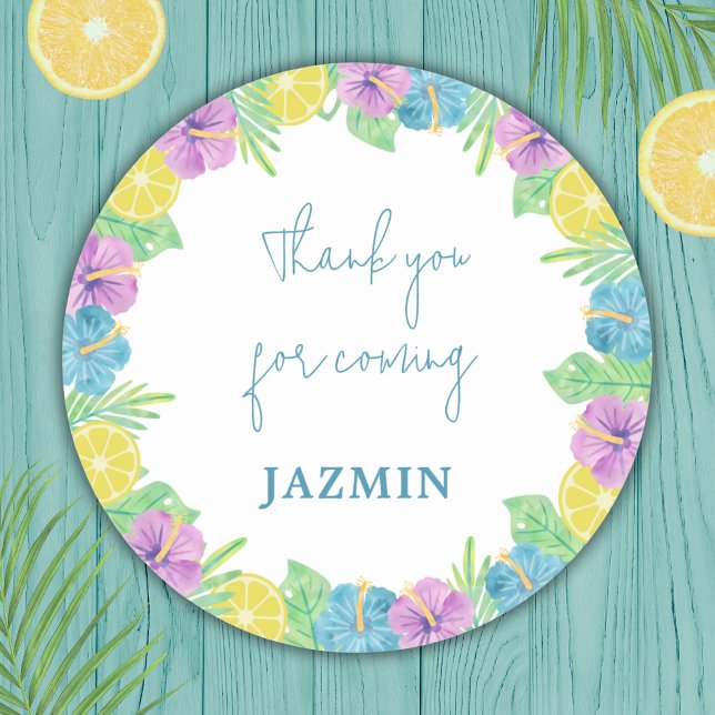 Watercolor summer flowers bridal shower classic round sticker (Creator Uploaded)