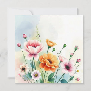 Watercolor Summer Flowers Card