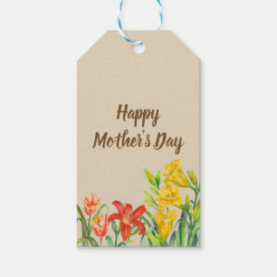 Watercolor Summer Flowers Mother's Day Gift Tags