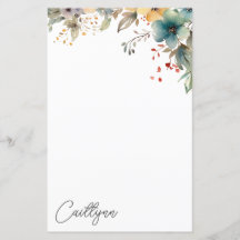 Watercolor Summer Flowers Personalised Stationery