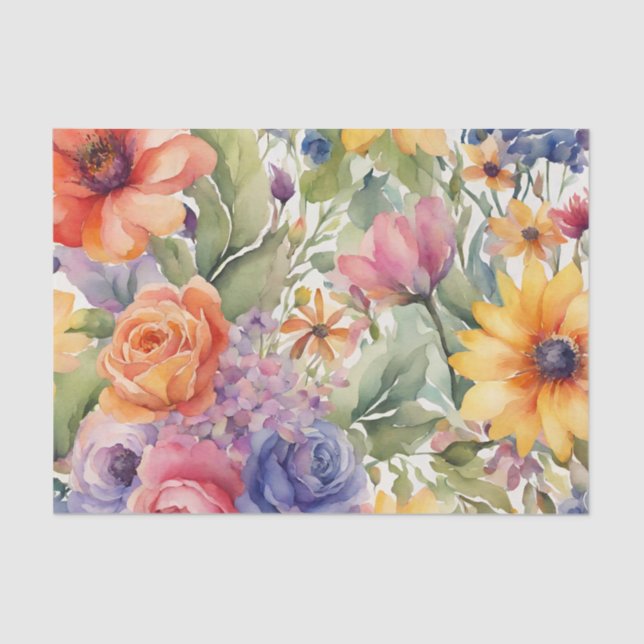 Watercolor Summer Flowers  Tissue Paper (Front)