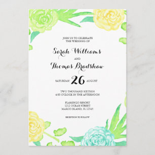 Watercolor Summer Flowers Wedding Invitation