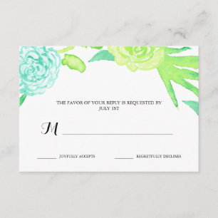Watercolor Summer Flowers Wedding RSVP Card