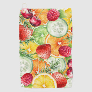 Watercolor Summer Fruit Golf Towel