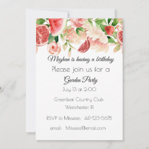 Watercolor Summer Fruits and Flowers Invitation
