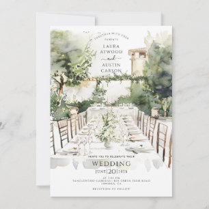 Watercolor Summer Garden Wedding Invitation