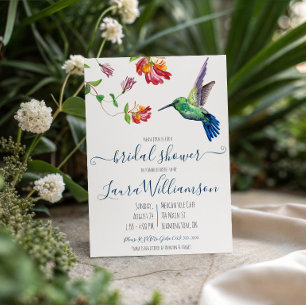 Watercolor Summer Hummingbird Bridal Shower Invitation