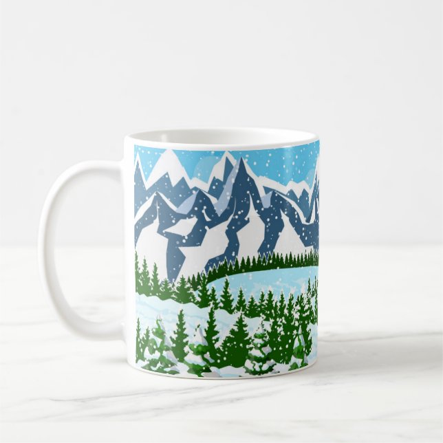 Watercolor summer meadow flowers seamless pattern, coffee mug (Left)