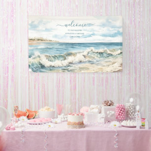 Watercolor Summer Ocean Beach Wedding Banner