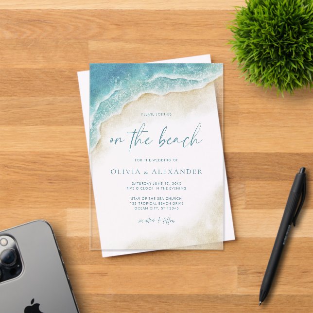Watercolor Summer On The Beach Wedding Acrylic Invitations (Insitu (Invitation Card))