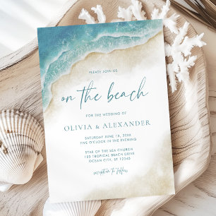 Watercolor Summer On The Beach Wedding Invitation
