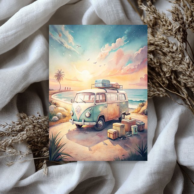 Watercolor summer travel tropical retro bus tissue paper (Watercolor summer travel tropical retro bus tissue paper)