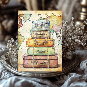 Watercolor summer vacation retro suitcases tissue paper