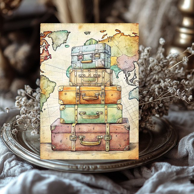 Watercolor summer vacation retro suitcases tissue paper (Watercolor summer vacation retro suitcases tissue paper)