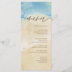 Watercolor SummerCoastal Beach Wedding Menu
