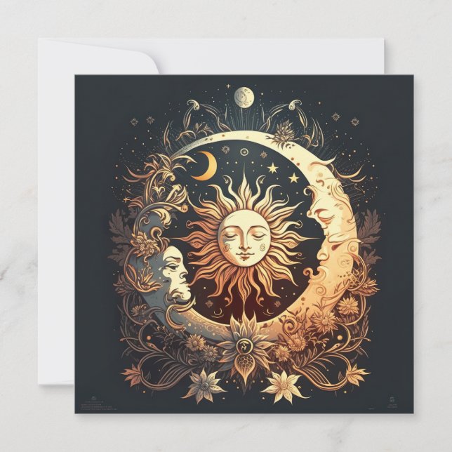 Watercolor Sun and Moon Celestial Card (Front)